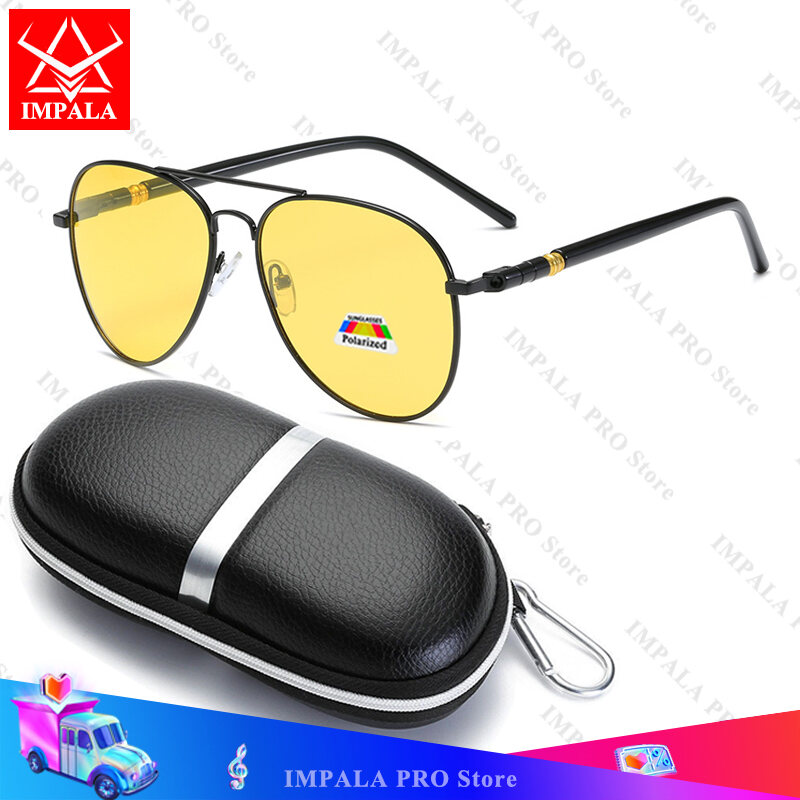IMPALA PG1836L Retro Polarized Sunglasses for Men Driving Fishing Anti Glare Sun Glasses Metal Frame Aviator Style Outdoor Sports Men' Sunglasses