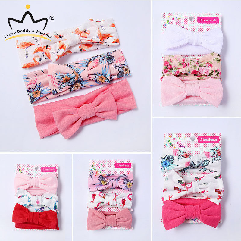 3Pcs/Set New Floral Bows Baby Girl Headbands Girls Headband Turban Newborn Bow knot Elastic Hair Band Accessories