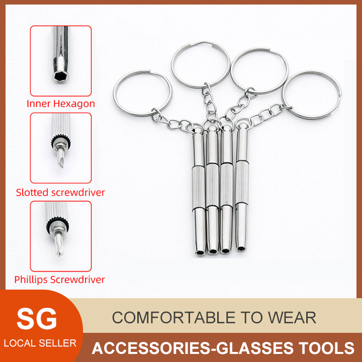 【SG Seller】【HOMY】（3 pcs/5 pcs/1 pcs）Mini 3 In 1 Alloy Screwdriver Glasses Screwdriver Multifunctional Glasses Screwdriver Glasses Accessories Sunglasses Watch Repair Tool , HOMY-ACC-007