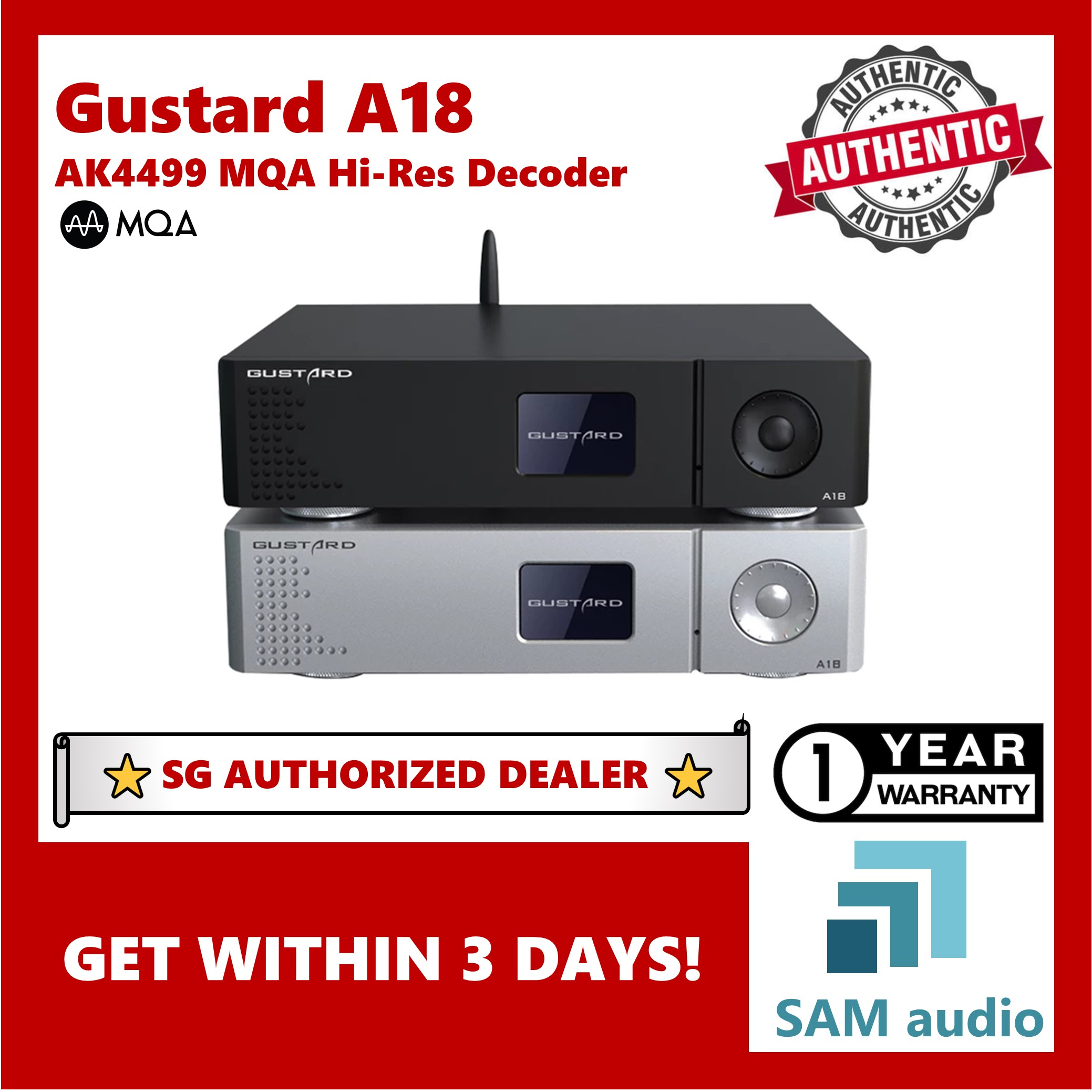 [SG] GUSTARD A18, AK4499EQ DAC, MQA, Balanced High-Performance DSD512 768kHz Audio Decoder, Hifi Audio