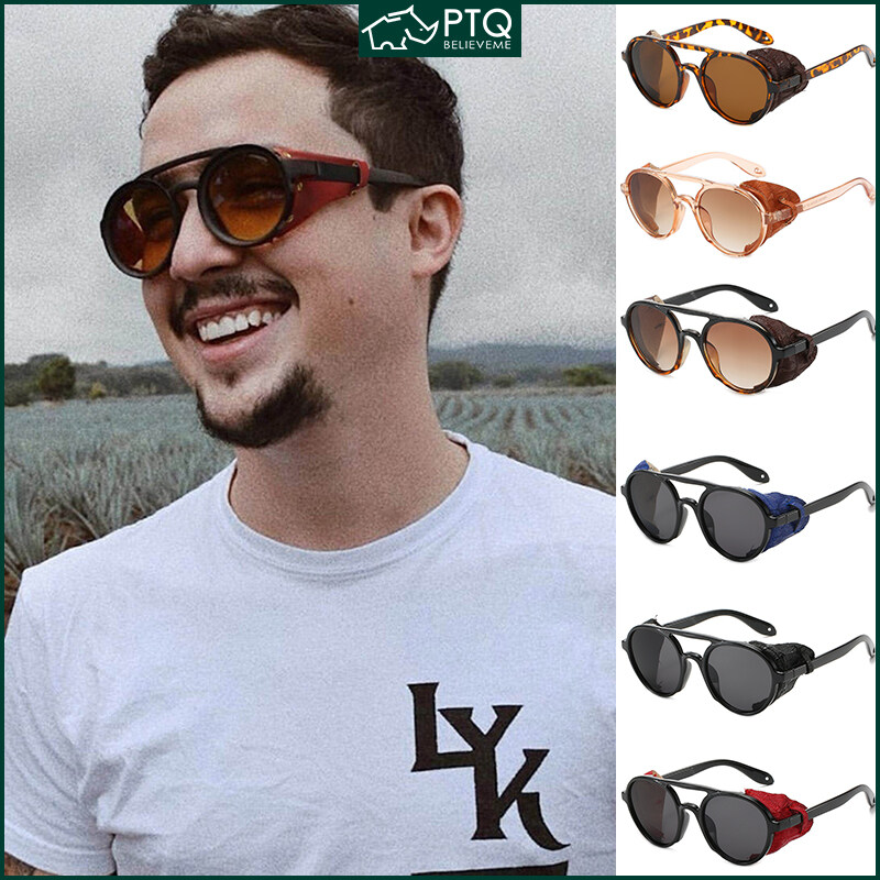 Sun Glasses UV400 Round Gothic Steampunk Sunglasses for Men Women Cyber Punk Eyewear PTQ