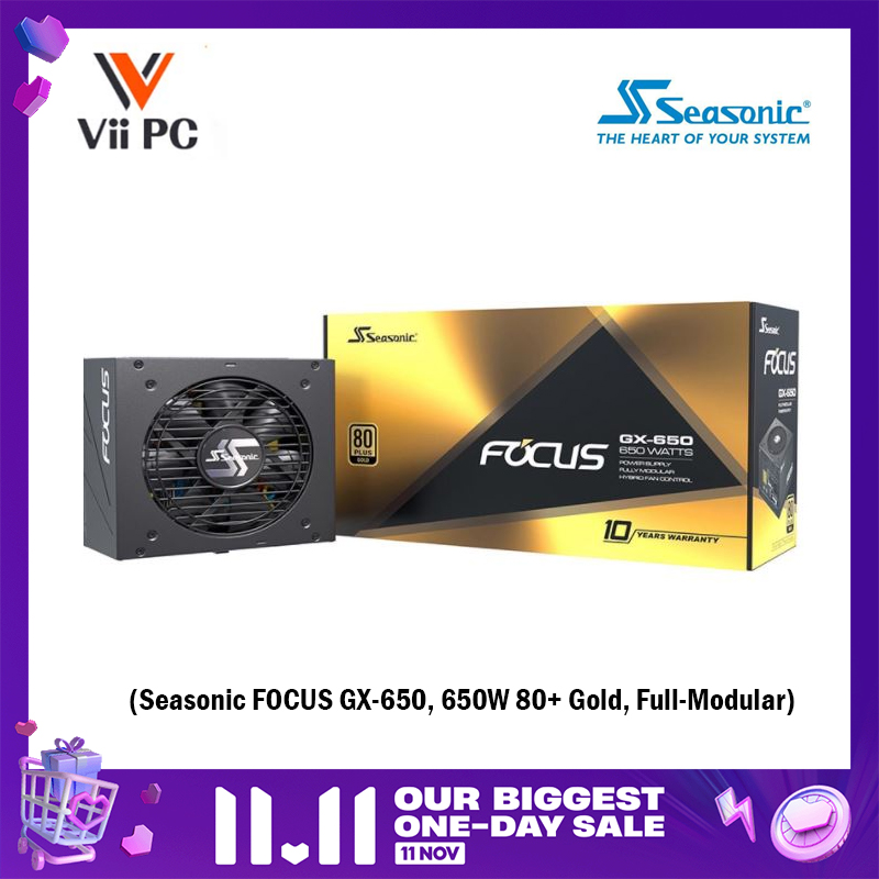 Seasonic FOCUS GX-650, 650W 80+ Gold, Full-Modular, Fan Control in Fanless, Silent, and Cooling Mode
