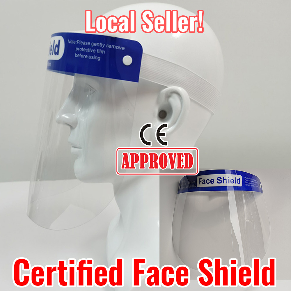【CE Certified】Adult Full Face Shield Protective Cap Face Mask PET Protective Isolation Mask Isolation Medical Surgical (Adult Face Shield 1pc)