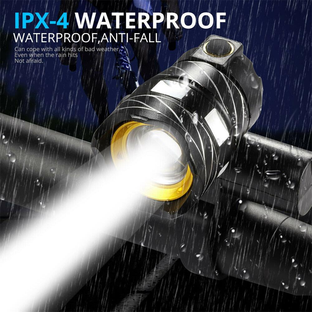 Happybuyner 15000LM T6 LED USB Line Rear Light Adjustable Bicycle Light 3000mAh Rechargeable Battery Zoomable Front Bike Headlight Lamp