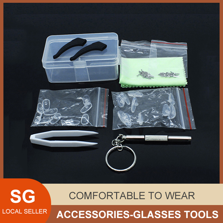 【SG Seller】【HOMY】Sunglasses Myopia Glasses Reading Glasses Airbag Nose Pad Storage Box Non-slip Cover Glasses Cloth Normal Nose Pad Screwdriver Tweezers Screw Fitting Combination Set ,HOMY-ACC-011