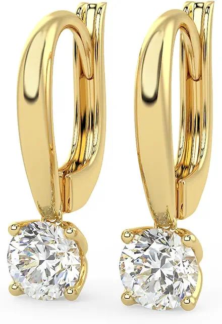 1/2 to 4 Carat Round Lab Grown Diamond Dangle Drop Earrings for Women I 14k Gold Earrings (G-H, VS1-VS2, 0.5 to 4 cttw)