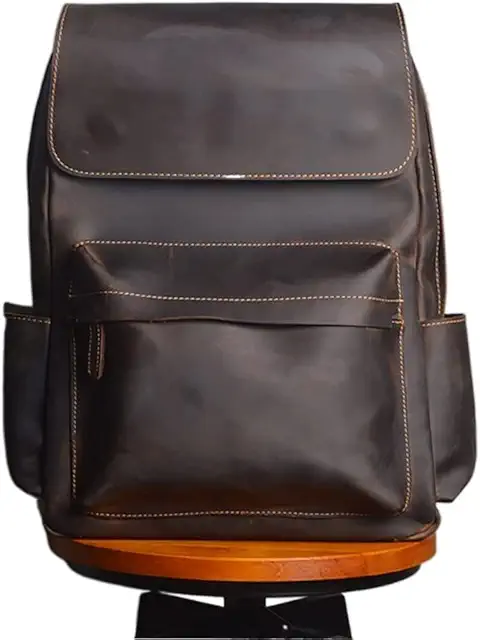 Retro Genuine Leather Backpack First Layer Cowhide Backpack Leisure Travel Bag Large Capacity Computer Bag for 15.6inch