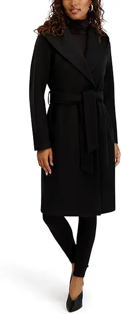 kensie womens Outerwear Knit Faux Wool Jacket With Belted Waist