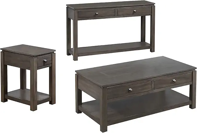 Shades of Gray Livingroom Table Set, Weathered Grey